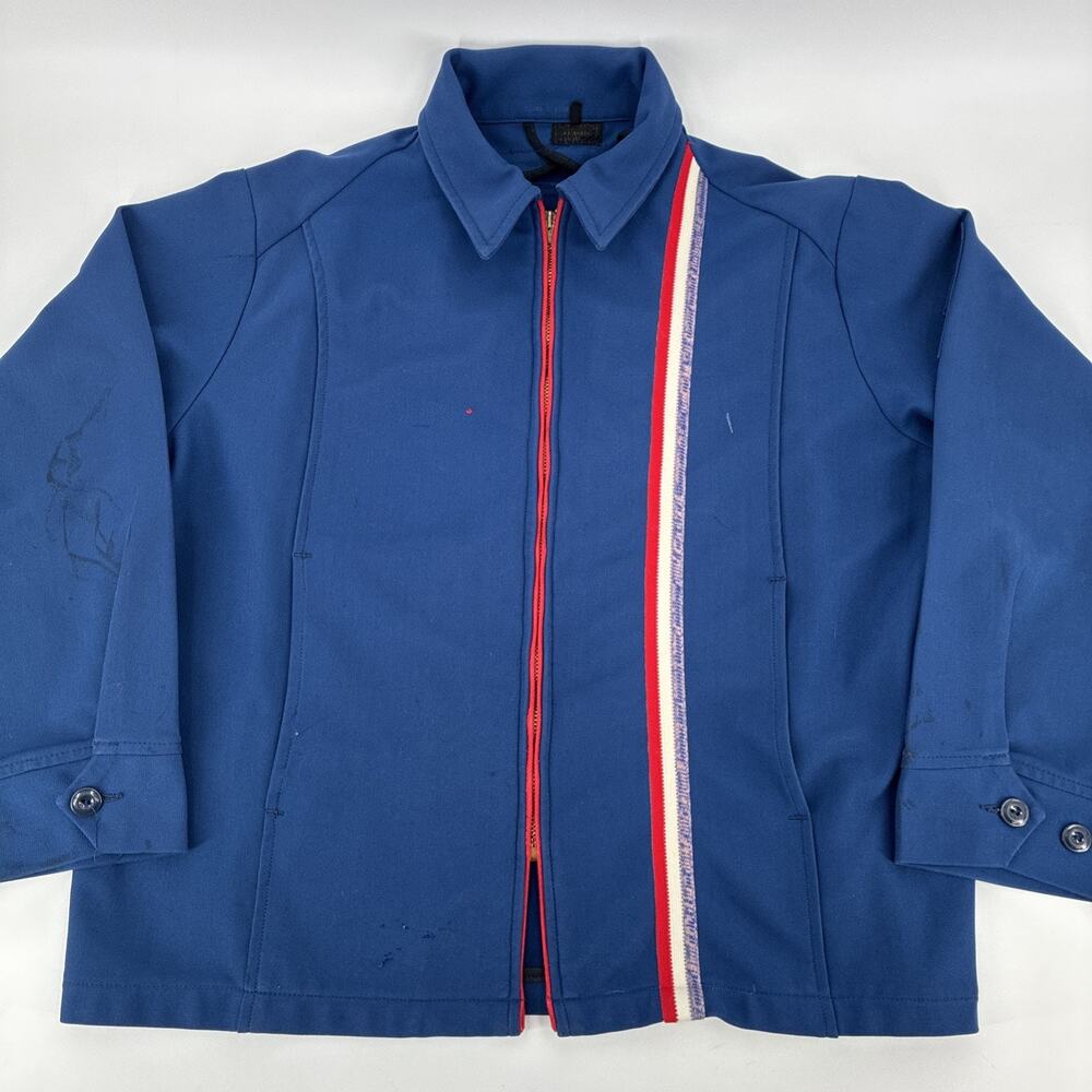 Vintage Unitog Mechanic Jacket Men 44 Short Blue Zip Work Union 1960s USA